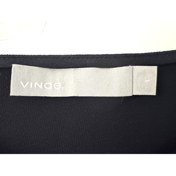 Vince Top S Double-Face Crepe Round Neck Bracelet-Sleeve Pullover Midnight Navy - Picture 3 of 10
